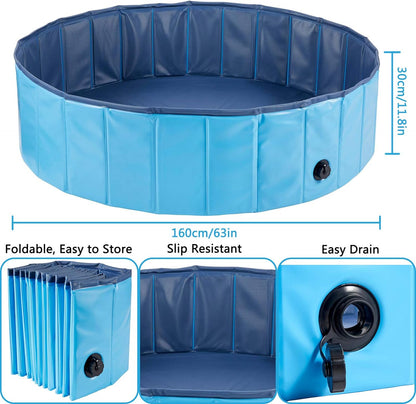 Dog Pool Foldable Pet Outdoor Swimming Pool Collapsible Anti-Slip Hard PVC Pet Paddling Bathtub for Large and Xtra Large Dogs, Kids, Pets